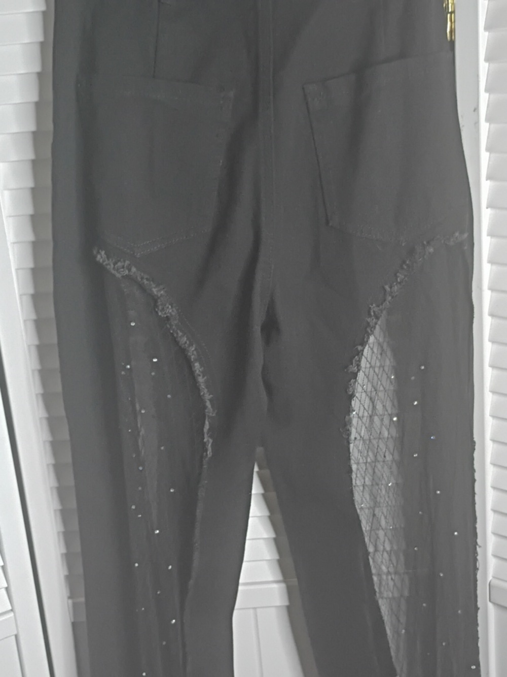 Black Mesh Panel Pants - Picture 7 of 7
